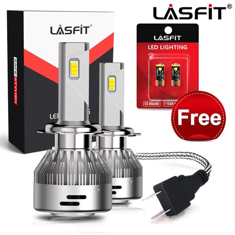 Lasfit H7 LED Headlight Bulbs High/Low Beam, 60W 6000LM 6000k White ...