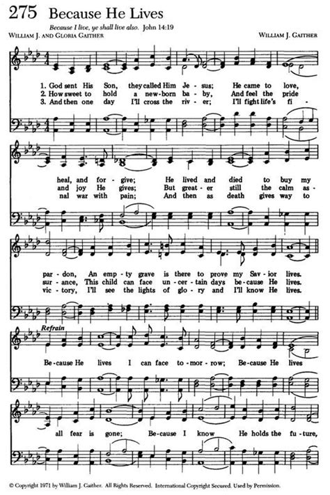 Hymns lyrics, He lives lyrics, Hymn sheet music