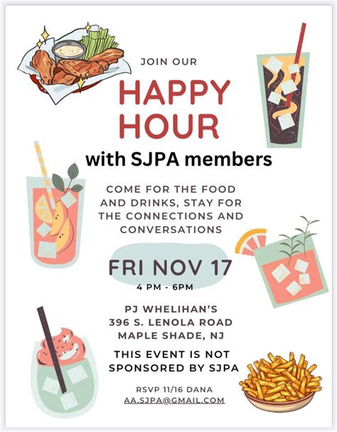 SJPA Happy Hour, P.J. Whelihan's Pub + Restaurant (Maple Shade), November 17 2023 | AllEvents.in