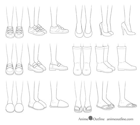 How to Draw Anime Shoes Step by Step - AnimeOutline | Feet drawing ...