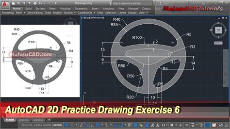 AutoCAD 2D Practice Drawing | Exercise 6 | Basic Tutorial - YouTube