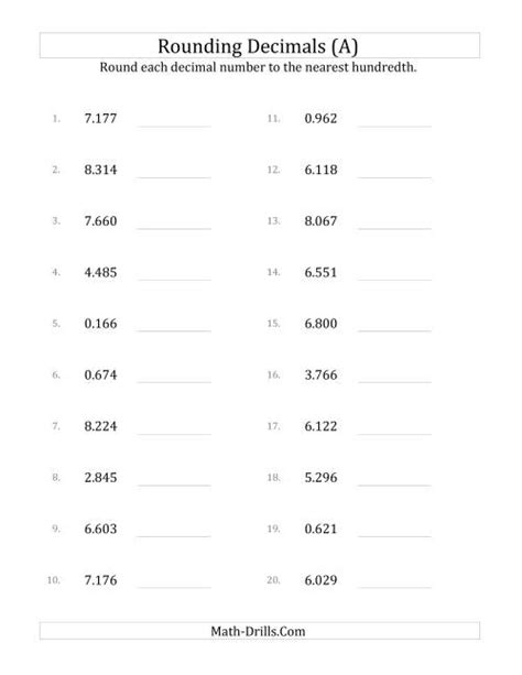 Rounding Thousandths to Hundredths (A)