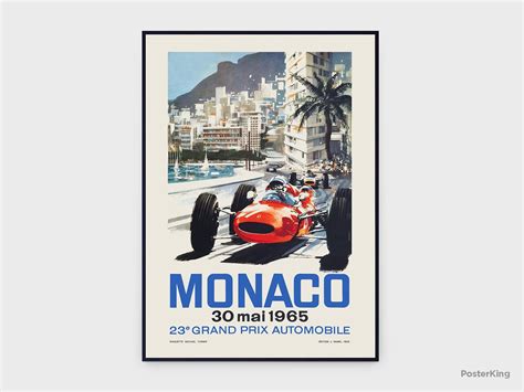 Monaco Grand Prix Formula 1 1965 Original Vintage Poster | Etsy