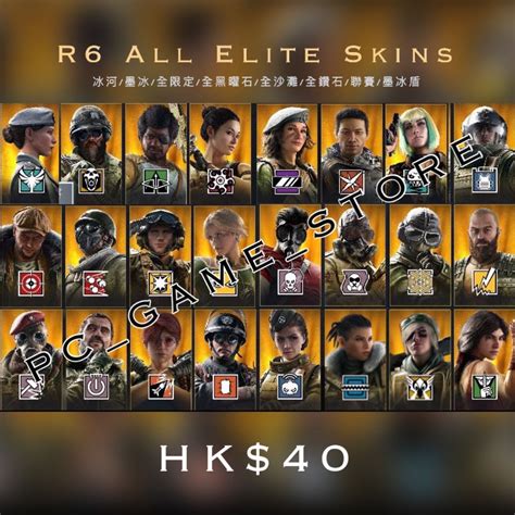 Rainbow Six Siege All Elite Skins R6全精英造型 彩虹六號全精英皮膚 , 電子遊戲, 遊戲機配件, 遊戲禮物卡及帳戶 on Carousell