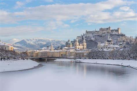 Premium Photo | Panorama of salzburg in winter snowy historical center ...