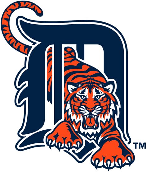 Vintage Detroit Tigers Logo - Majestic orange tiger on navy blue background