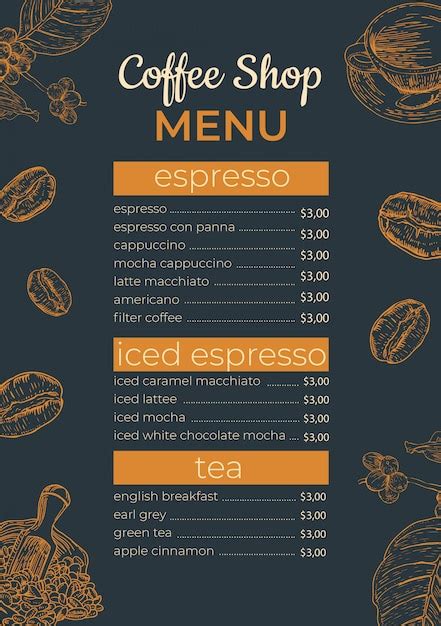 Premium Vector | Coffee shop menu template