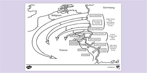 FREE! - The Schlieffen Plan Map Colouring Sheet - Twinkl