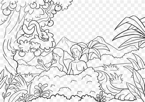 Adam And Eve Garden Of Eden Coloring Book Bible Child, PNG, 2400x1697px ...