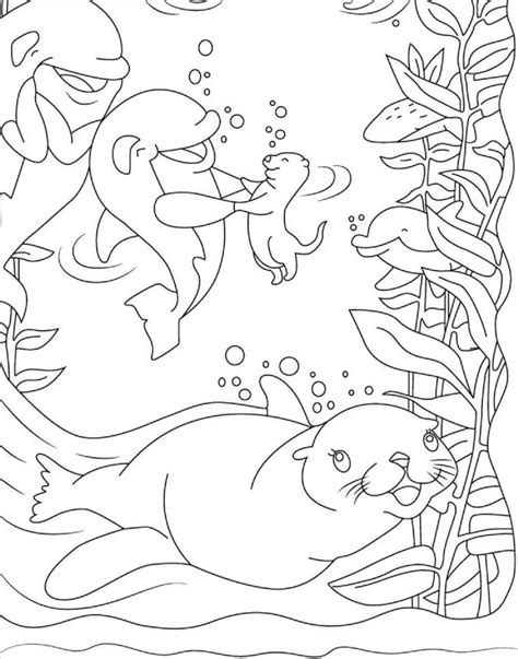 Family of Otter coloring page - Download, Print or Color Online for Free