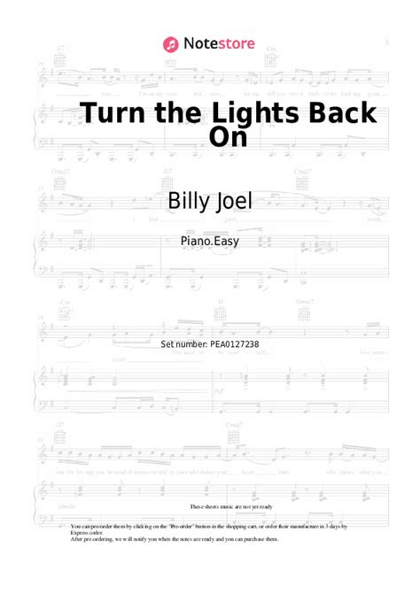 Turn the Lights Back On piano sheet music easy Billy Joel in Note-Store ...