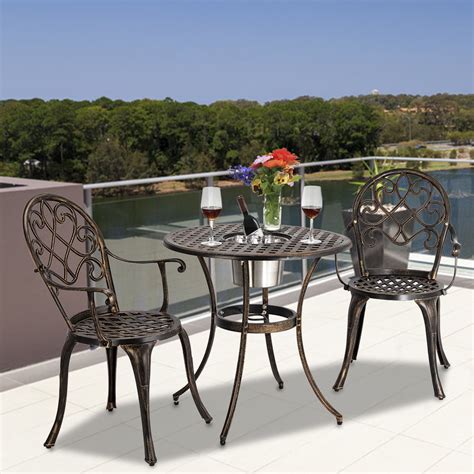 Topcobe 3-Piece Outdoor Bistro Set, Dining Table Set of Table and ...