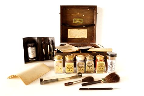 Vintage Fingerprint Crime Scene Kit in Wood Box c.1940s