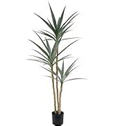 Amazon.com: TDIAOL Artificial Ficus Tree 6FT with Plastic Trunk, Silk Fake Ficus Tree in Plastic ...