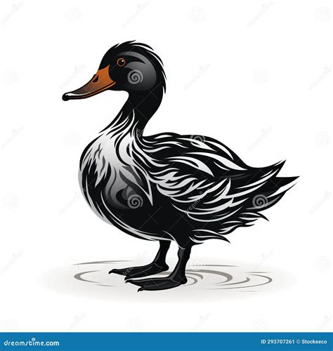 Eye-catching Black Duck Silhouette Tattoo Inspired Illustration Stock ...