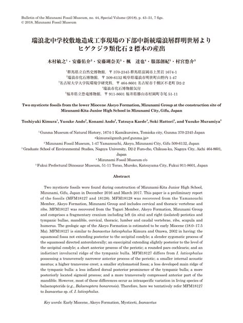 (PDF) Two mysticete fossils from the lower Miocene Akeyo Formation ...