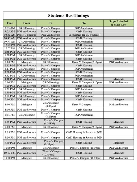 Bus Schedule | PDF