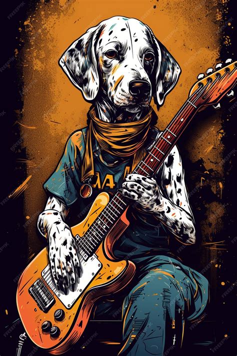 Premium AI Image | A dog playing a guitar with the words navy on it