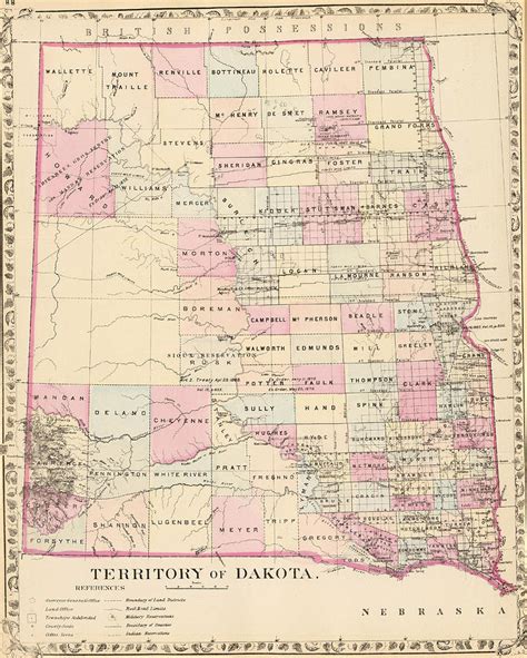 Vintage Map of The Dakota Territory Drawing by CartographyAssociates ...