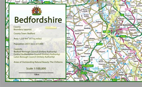 Bedfordshire County Map | I Love Maps