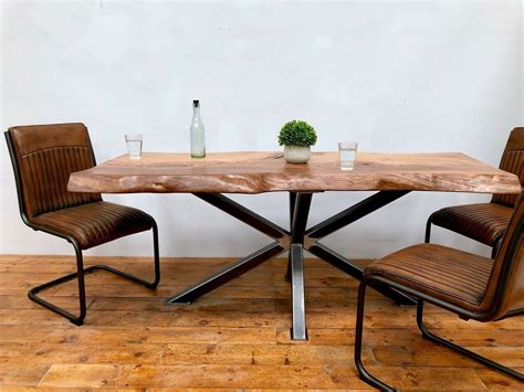 Live Edge English Oak Rustic Industrial Dining Table Solid Oak Waney ...