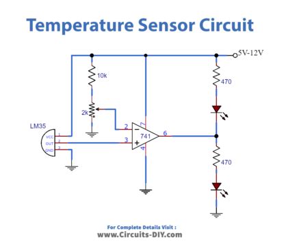 Simple Temperature Sensor Circuit using LM35 IC