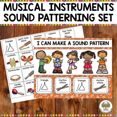 Music Instruments Sound Patterning - Pre-K Printable Fun