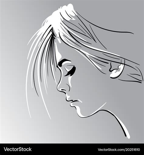 Woman s face silhouette in backlight Royalty Free Vector