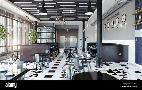 modern restaurant interior design. 3d rendering concept Stock Photo - Alamy