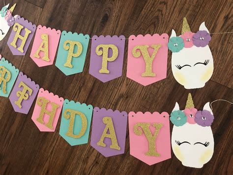 Glam Unicorn Banner Happy Birthday Banner Unicorn Banner | Etsy