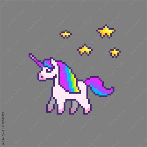 Pixel art cute unicorn Stock Vector | Adobe Stock