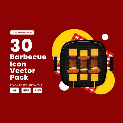 Barbecue 2D Icon Illustration Set - MasterBundles