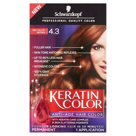 Schwarzkopf Keratin Permanent Hair Color Cream, 4.3 Red Velvet Brown - Walmart.com | Schwarzkopf ...