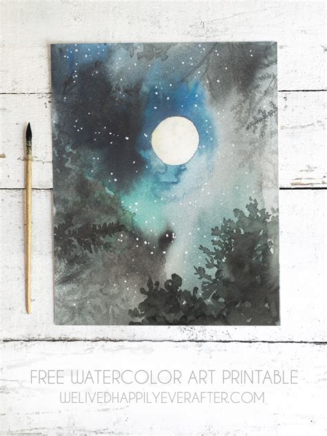 Full Moon Watercolor at PaintingValley.com | Explore collection of Full Moon Watercolor