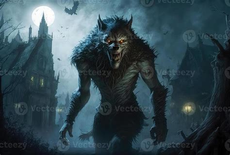 Scary werewolf with glowing eyes. 22797507 Stock Photo at Vecteezy