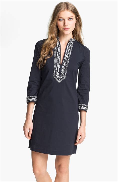 Tory Burch Poplin Shift Dress in Blue (medium navy) | Lyst