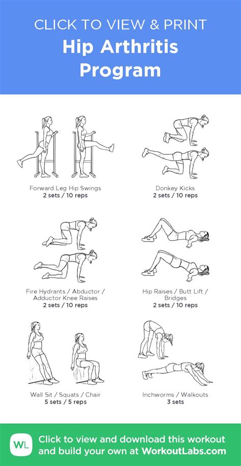 Hip Arthritis Program – click to view and print this illustrated exercise plan created w ...