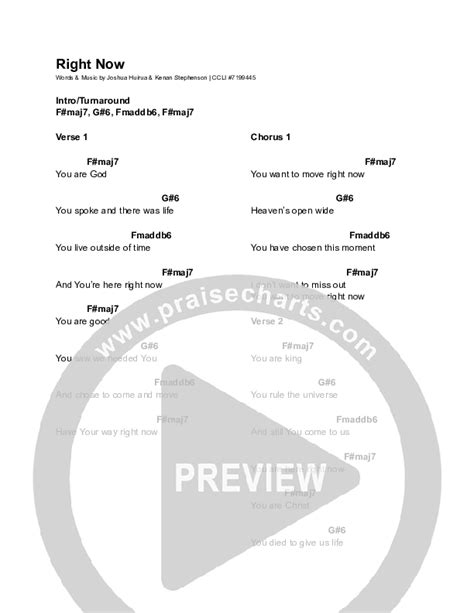 Right Now Chords PDF (Equippers Worship) - PraiseCharts