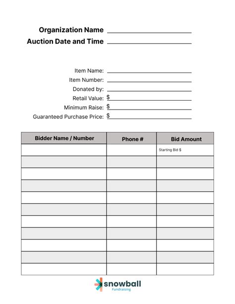 Silent Auction Template Google Docs