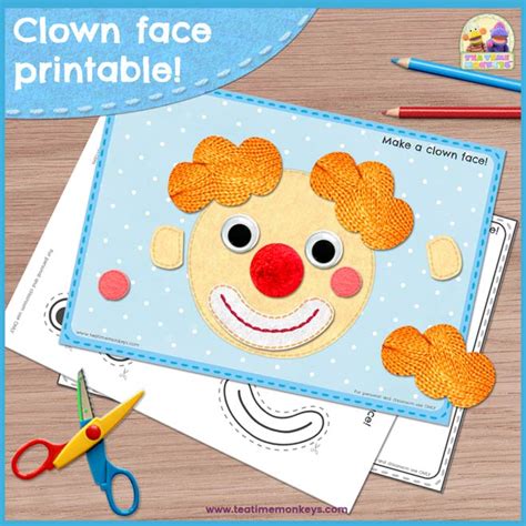 DIY Mix & Matchbook, Printable Face Parts - Tea Time Monkeys | Clown faces, Clown, Kids