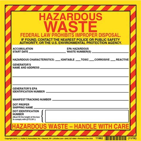 Hazardous Waste Label - Vinyl, Continuous Format