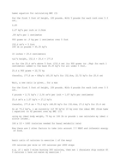 hamwi equation | Nutrition | Determinants Of Health