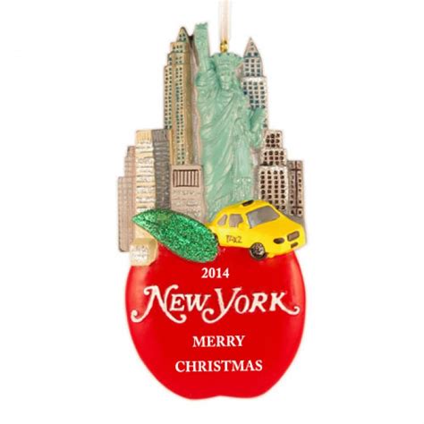 New York on Apple Personalized Christmas Ornament - Christmas and City