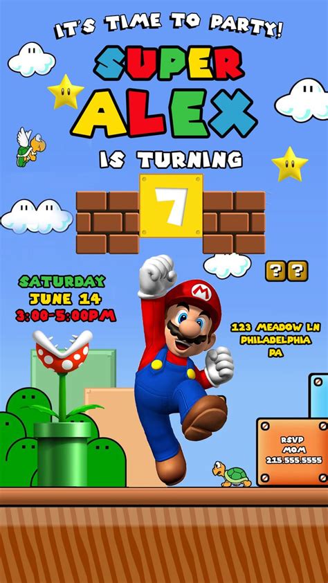 Super Mario Digital Invitation, Super Mario Party, Super Mario Birthday, Supe… | Super mario ...