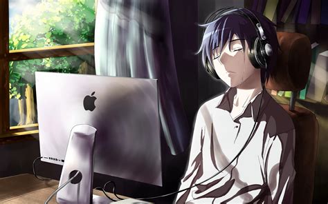 Anime Computer Background - Anime Boy On Computer - 1920x1200 Wallpaper - teahub.io