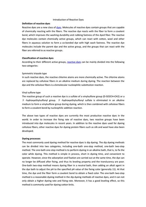 Introduction of Reactive Dyes by Alfa Chemistry - Issuu