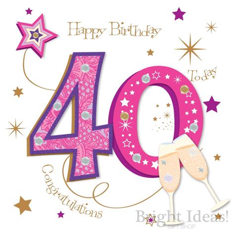 40th Birthday Card Congratulations 40 Today Pink by Ling Design (MWER0012/40) in 2020 | Happy ...