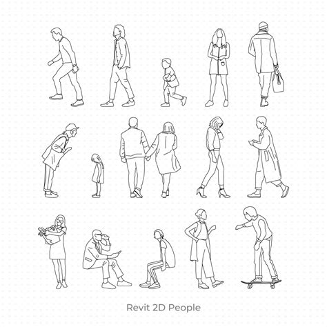Revit 2D People (15 Figures) on Behance Human Figure Sketches, Human Sketch, Human Figure ...