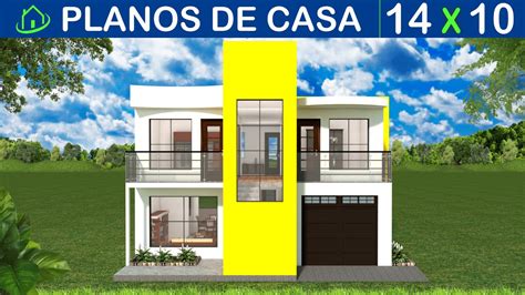 Planos Disenos Casas Dos Pisos Fachadas Modernas Garaje 4 Cuartos Terrazas Lavanderia 10x14m ...