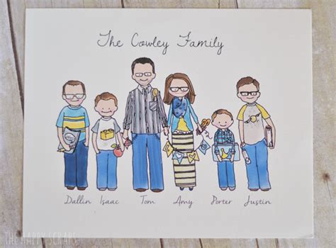 Personalized Family Portrait Drawing - The Happy Scraps